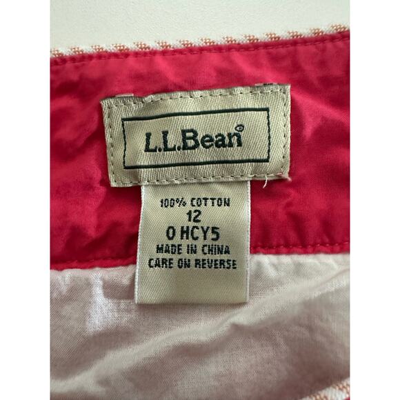 LL Bean Seashell Print Full Mini Skirt Sz 12 100% Cotton Bright Pink‎ & Orange - Picture 3 of 9
